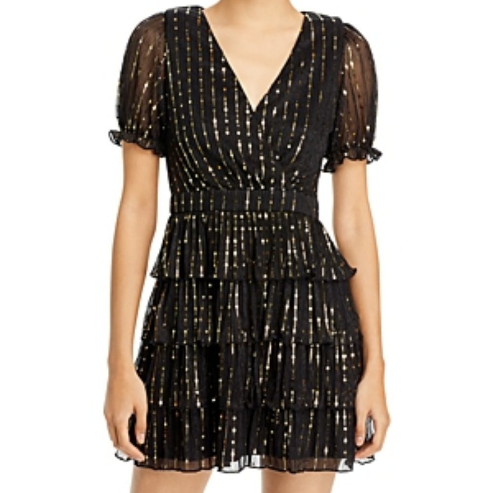 Embellished Puff Sleeve Mini Dress AQUA